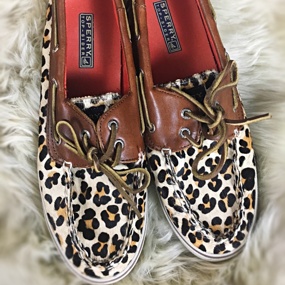 SPERRY TOP SIDER leopard fur boat shoe - Size 8.5